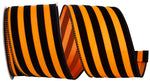 Load image into Gallery viewer, 10 yards --- 2 ½ inch -- Halloween Stripes Flocked Wired Edge Ribbon
