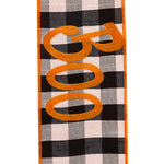 Load image into Gallery viewer, 5 yards --- 4 inch -- Boo Embroidered Buffalo Dupioni Check Wired Edge Ribbon