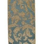 Load image into Gallery viewer, Glitter / Metallic --- 4 inch x 5 yards ---- Velvet Plush Glitter Filigree Gold Backed Wired Edge Ribbon