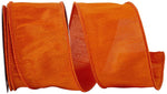 Load image into Gallery viewer, 2.5 inch x 10 yards --- Metallic Dupioni Flame -- Tangerine Color Wired Edge Ribbon