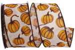 Load image into Gallery viewer, Pumpkin Tumble Hopsack Wired Edge Ribbon -- Various Yard Sizes