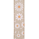 Load image into Gallery viewer, Daisy Petals Linen Wired Edge Ribbon –- Various Sizes
