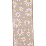 Load image into Gallery viewer, Daisy Petals Linen Wired Edge Ribbon –- Various Sizes