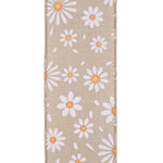 Load image into Gallery viewer, Daisy Petals Linen Wired Edge Ribbon –- Various Sizes
