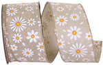 Load image into Gallery viewer, Daisy Petals Linen Wired Edge Ribbon –- Various Sizes