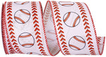 Load image into Gallery viewer, Baseball Stitching Linen Wired Edge Ribbon - White / Red Color -- 2.5" x 10 Yards
