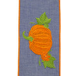 Load image into Gallery viewer, 5 yards --- 4 inch -- Deluxe Pumpkin Embroidered Wired Edge Ribbon
