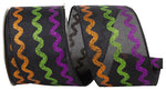 Load image into Gallery viewer, 10 yards --- 2 ½ inch -- Rick-Rack Glitter Halloween Linen Wired Edge Ribbon