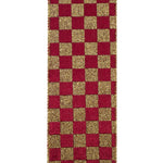 Load image into Gallery viewer, Check Glitter Velvet Deluxe Wired Edge -- Christmas Ribbon --- Various Sizes