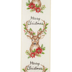 Load image into Gallery viewer, 10 yards --- 2 ½ inch -- Deer Sincere "MERRY CHRISTMAS" Linen Wired Edge Ribbon