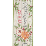 Load image into Gallery viewer, 10 yards --- 2 ½ inch -- "MERRY CHRISTMAS" Wood Planks - Wired Edge Ribbon