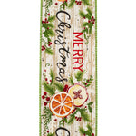 Load image into Gallery viewer, 10 yards --- 2 ½ inch -- "MERRY CHRISTMAS" Wood Planks - Wired Edge Ribbon