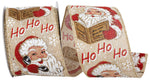 Load image into Gallery viewer, 10 yards --- 2 ½ inch -- Santa Vintage Linen HO-HO-HO - Wired Edge Ribbon
