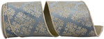 Load image into Gallery viewer, Glitter / Metallic --- 4 inch x 5 yards ---- Filigree Crest Glitter Velvet Deluxe Backed Wired Edge Ribbon