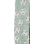 Load image into Gallery viewer, Soccer Balls Wired Edge Ribbon - Green Color -- 2.5" x 10 Yards