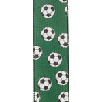 Load image into Gallery viewer, Soccer Balls Wired Edge Ribbon - Green Color -- 2.5" x 10 Yards