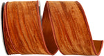 Load image into Gallery viewer, Copper Crushed Velvet Touch Deluxe Wired Edge Ribbon available in 2½ inch width featuring a soft textured velvet finish and wired edges.