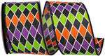 Load image into Gallery viewer, Halloween Diamond Colors - Glitter Wired Edge Ribbon -- Various Yard Sizes