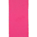 Load image into Gallery viewer, The solid hot pink reverse side of the deluxe backed ribbon, showcasing its premium textured surface and cleanly bound stitched edge profile.