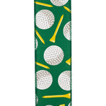 Load image into Gallery viewer, Golf Balls and Tees Linen Wired Edge Ribbon - Hunter Color -- 2.5" x 10 Yards