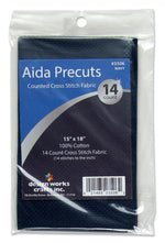 Load image into Gallery viewer, 14 Count -- Navy Color --- Aida Pre-cut Counted Cross Stitch Fabric --- 15in x 18in by Design Works®