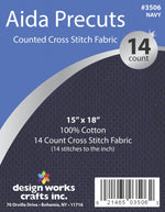 Load image into Gallery viewer, 14 Count -- Navy Color --- Aida Pre-cut Counted Cross Stitch Fabric --- 15in x 18in by Design Works®