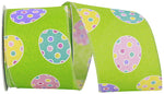 Load image into Gallery viewer, Easter Ribbons -- 2.5 in x 10 yards --- Eggs-cellent Easter Linen Wire Edge Ribbon -- Apple Green Color