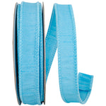 Load image into Gallery viewer, Florist Basics Dupioni Supreme Wired Edge Ribbon in Aqua, 7/8 inch wide by 10 yards, featuring a vibrant hot pink faux dupioni texture with stitched wired edges for bows, floral arrangements, and gift wrapping.
