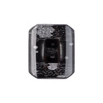 Load image into Gallery viewer, A close-up view of a 12mm Black/Silver Granite Nylon button, featuring a sleek rectangular shape, glossy black face, and metallic silver specks.