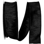 Load image into Gallery viewer, Full roll of Florist Basics Dupioni Supreme Wired Edge Ribbon in Black, 1½ inch wide by 20 yards, ideal for wreath making, floral designs, holiday decorating, and elegant gift wrapping.