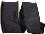 Load image into Gallery viewer, Full roll of Florist Basics Black Dupioni Supreme Wired Edge Ribbon measuring 2½ inches by 20 yards, ideal for Christmas trees, garlands, floral arrangements, and decorative bows.