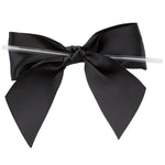 Load image into Gallery viewer, Satin Twist Tie Bows -- Various Sizes --- 100 or 50 Pieces p/pack, Black