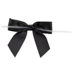 Load image into Gallery viewer, Satin Twist Tie Bows -- Various Sizes --- 100 or 50 Pieces p/pack, Black