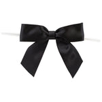 Load image into Gallery viewer, Satin Twist Tie Bows -- Various Sizes --- 100 or 50 Pieces p/pack, Black