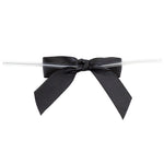 Load image into Gallery viewer, Satin Twist Tie Bows -- Various Sizes --- 100 or 50 Pieces p/pack, Black