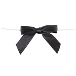 Load image into Gallery viewer, Satin Twist Tie Bows -- Various Sizes --- 100 or 50 Pieces p/pack, Black