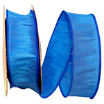 Load image into Gallery viewer, Florist Basics Dupioni Supreme Wired Edge Ribbon in vibrant Blue, 1½ inch wide by 10 yards, displaying its luxurious faux dupioni texture and flexible wired edges for decorative bows and wreaths.