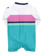Load image into Gallery viewer, Boys' Long Sleeve One Piece Rash Guard --- UPF 50+ Sun Protection --- Aqua Color Block Design by RuggedButts®