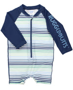 Load image into Gallery viewer, Boys' Long Sleeve One Piece Rash Guard --- UPF 50+ Sun Protection --- Coastal Stripes Design by RuggedButts®