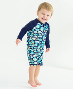 Load image into Gallery viewer, Boys' Long Sleeve One Piece Rash Guard --- UPF 50+ Sun Protection --- Fish Friends Design by RuggedButts®