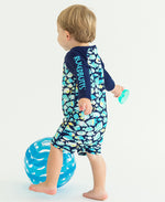 Load image into Gallery viewer, Boys' Long Sleeve One Piece Rash Guard --- UPF 50+ Sun Protection --- Fish Friends Design by RuggedButts®