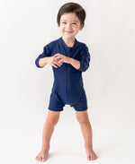 Load image into Gallery viewer, Boys' Long Sleeve One Piece Rash Guard --- UPF 50+ Sun Protection --- Navy Color by RuggedButts®