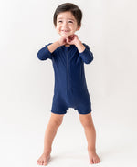 Load image into Gallery viewer, Boys' Long Sleeve One Piece Rash Guard --- UPF 50+ Sun Protection --- Navy Color by RuggedButts®