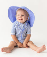 Load image into Gallery viewer, Boys' Short Sleeve One Piece Rash Guard --- UPF 50+ Sun Protection --- Periwinkle Blue Seersucker by RuggedButts®