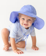 Load image into Gallery viewer, Boys' Short Sleeve One Piece Rash Guard --- UPF 50+ Sun Protection --- Periwinkle Blue Seersucker by RuggedButts®