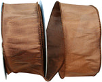 Load image into Gallery viewer, Florist Basics Dupioni Supreme Wired Edge Ribbon in vibrant Brown, 2½ inch wide by 20 yards, displaying its luxurious faux dupioni texture and flexible wired edges for decorative bows and wreaths.