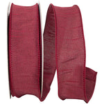 Load image into Gallery viewer, Full roll of Florist Basics Dupioni Supreme Wired Edge Ribbon in Burgundy, 1½ inch wide by 20 yards, ideal for wreath making, floral designs, holiday decorating, and elegant gift wrapping.