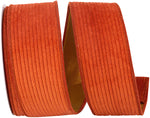 Load image into Gallery viewer, Corduroy Deluxe Mesh Backed Wired Edge Ribbon in Burnt Sienna, 2½ inch x 10 yards, featuring a soft corduroy texture, mesh backing, and wired edges for bows, wreaths, and seasonal decorating.