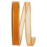Load image into Gallery viewer, 50 yards --- 5/8 inch -- Charlize Sheer Satin Wired Edge Ribbon (Torrid Orange Color)