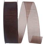 Load image into Gallery viewer, Chiffon Mono Sheer Ribbon -- Chocolate Brown Color --- Various Sizes